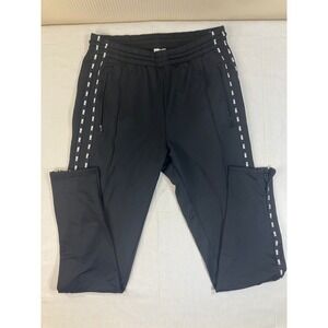 PINK Victorias Secret Black Logo Taped Side Stripe Zip Ankle Track Pants Medium